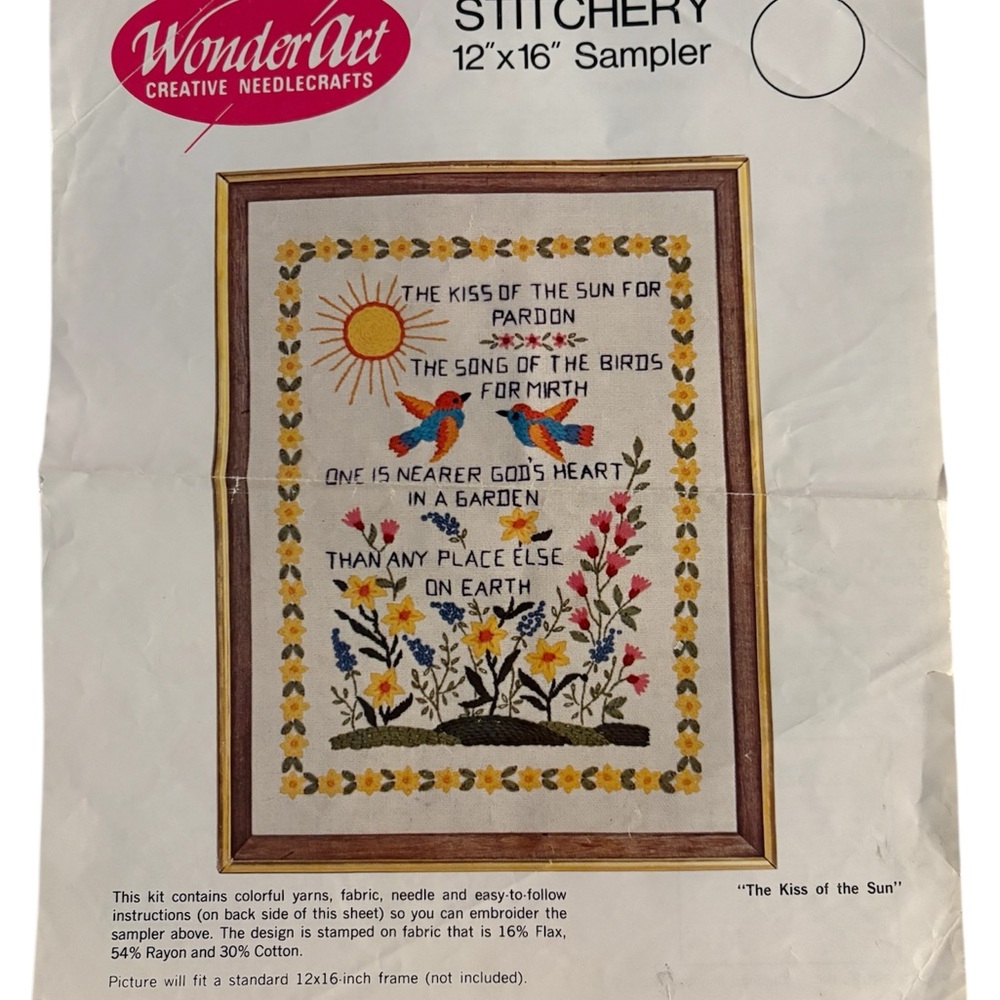 Wonder Art Vintage Crewel Kit Sampler 5065 - Picture 7 of 7